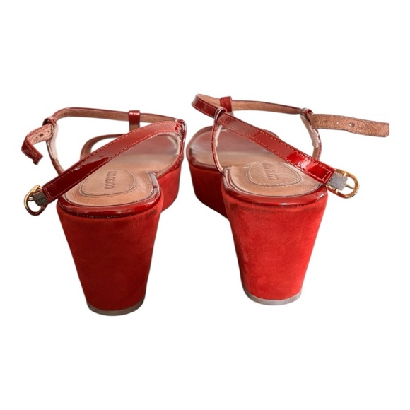 Corso Como T Strap Platform Wedge Red Buckle - Picture 9 of 11